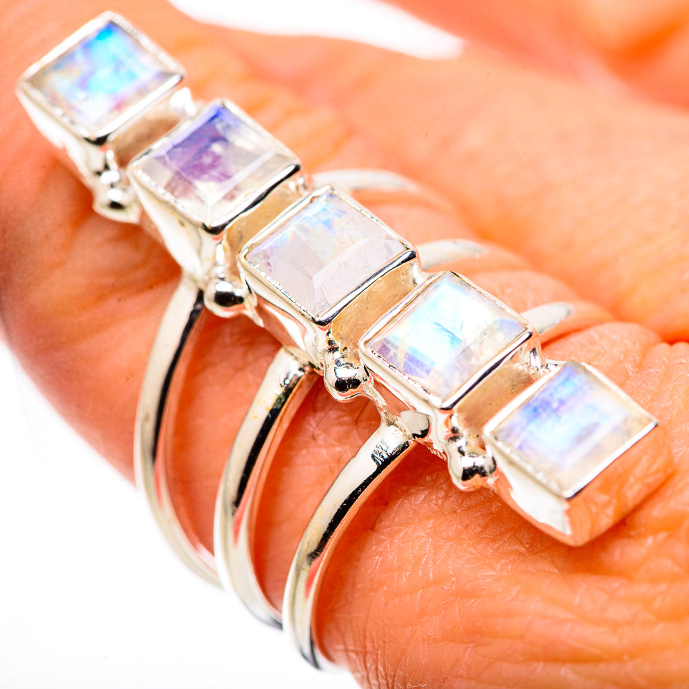 Rainbow Moonstone Rings handcrafted by Anasilvercos - RING133713