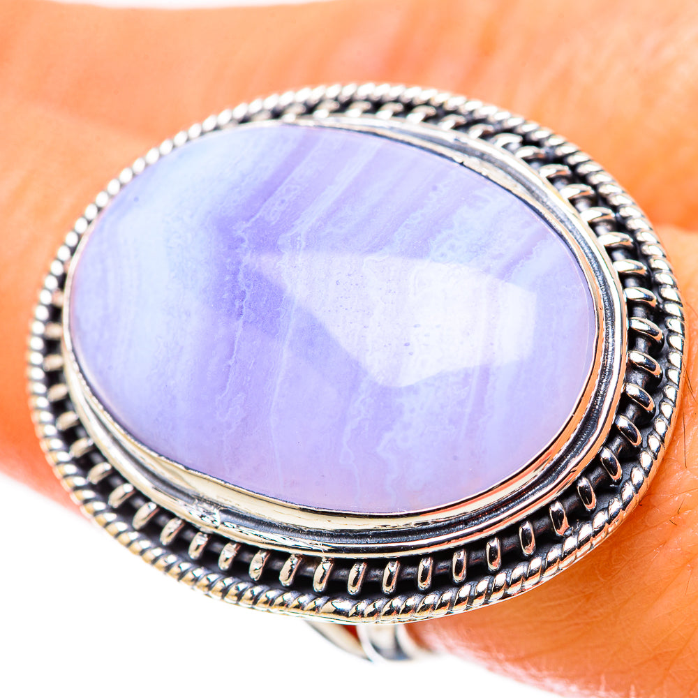 Blue Lace Agate Rings handcrafted by Anasilvercos - RING133716