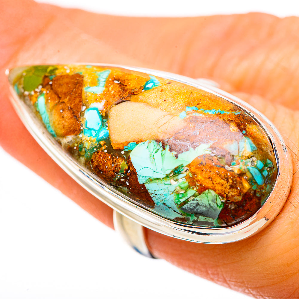 Kingman Mohave Turquoise Rings handcrafted by Anasilvercos - RING133718