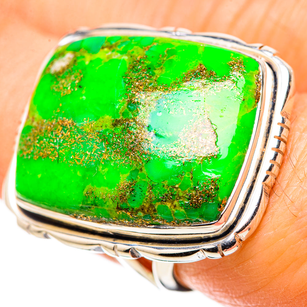 Green Copper Composite Turquoise Rings handcrafted by Anasilvercos - RING133729