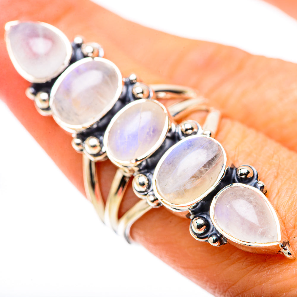 Rainbow Moonstone Rings handcrafted by Anasilvercos - RING133743