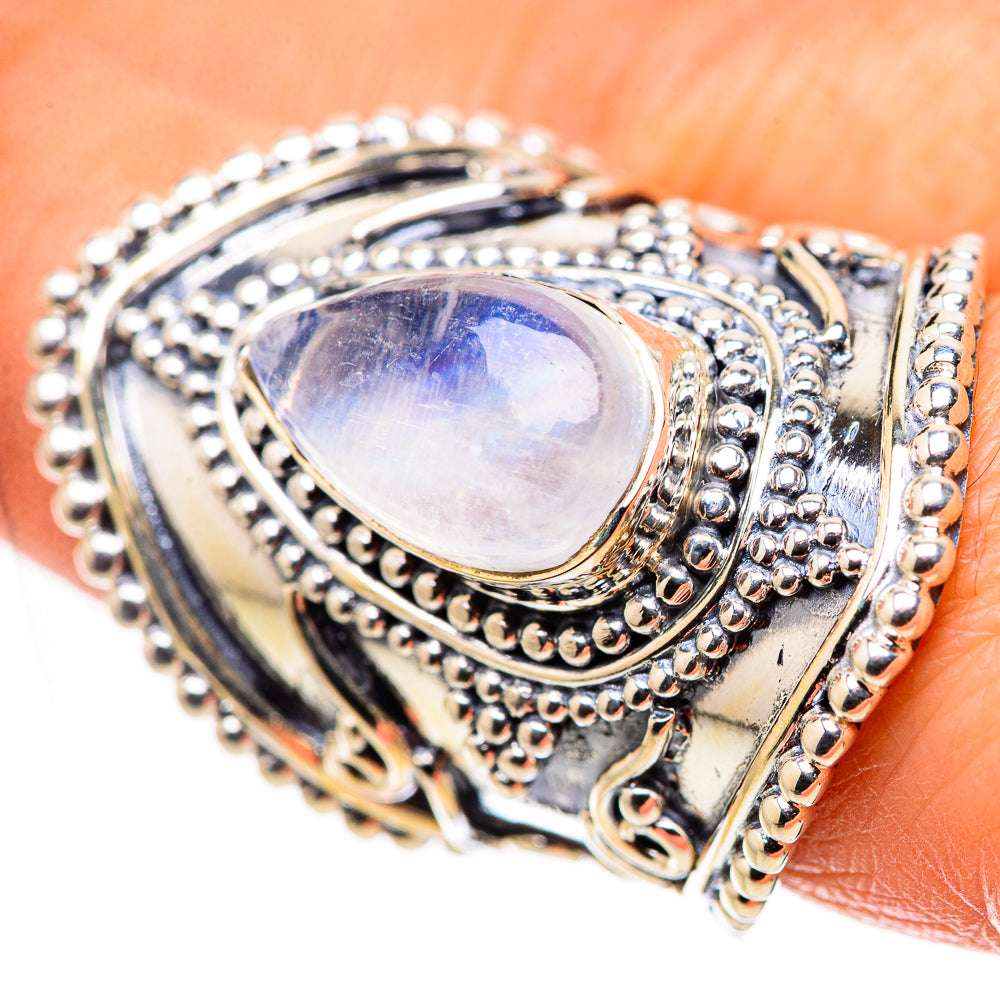 Rainbow Moonstone Rings handcrafted by Anasilvercos - RING133744