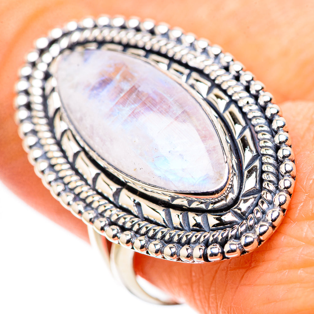 Rainbow Moonstone Rings handcrafted by Anasilvercos - RING133745