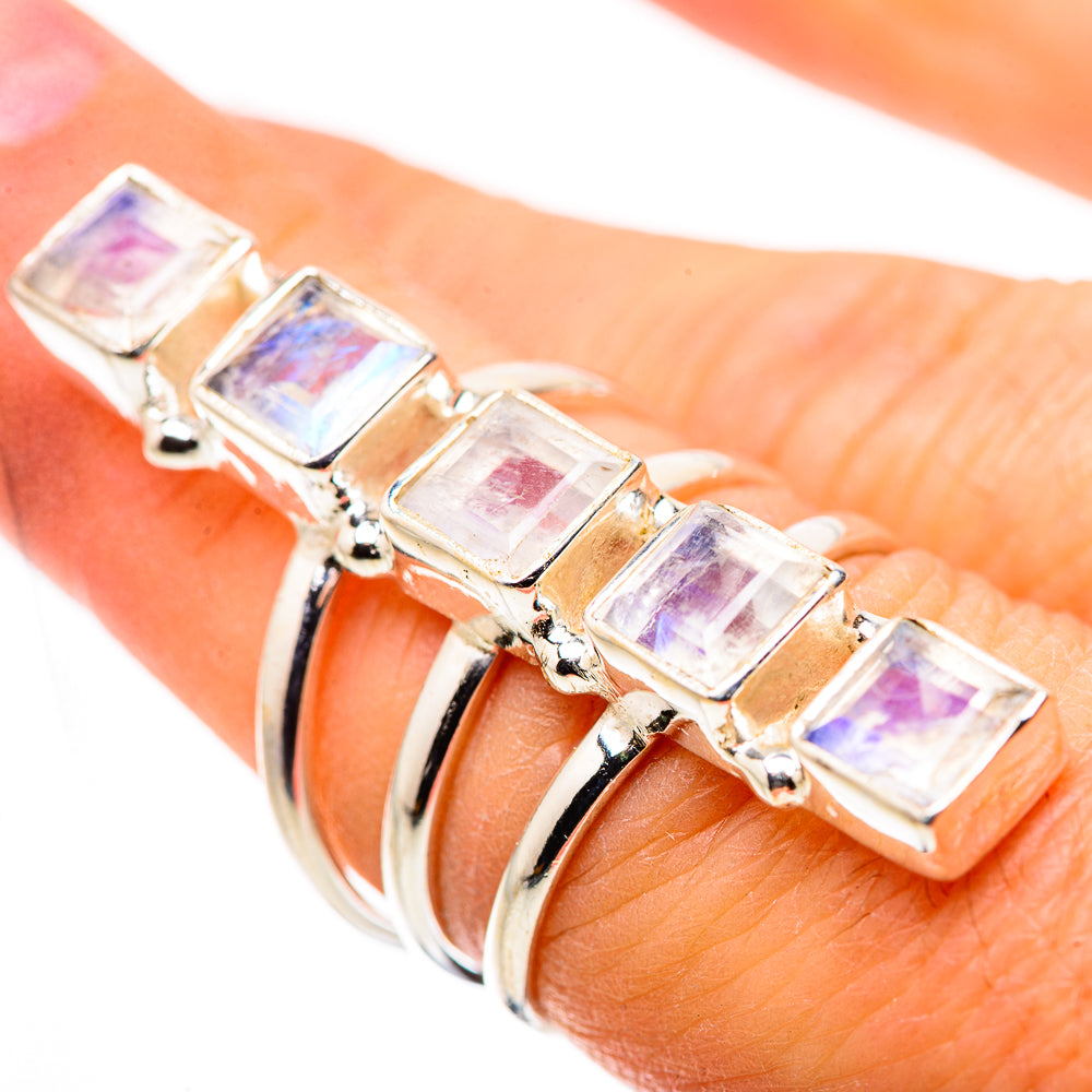 Rainbow Moonstone Rings handcrafted by Anasilvercos - RING133747