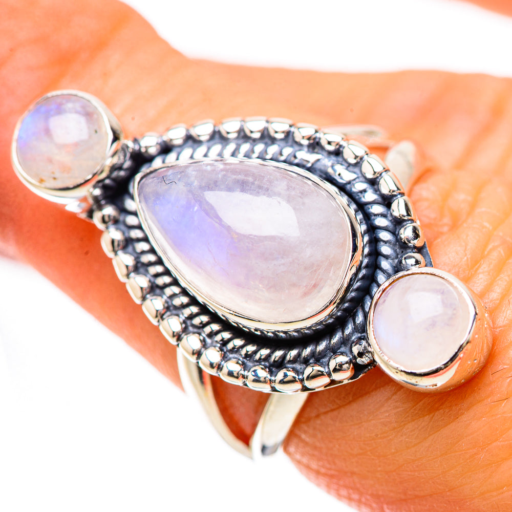 Rainbow Moonstone Rings handcrafted by Anasilvercos - RING133785