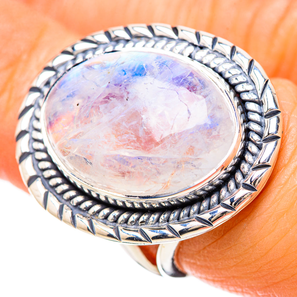 Rainbow Moonstone Rings handcrafted by Anasilvercos - RING133814