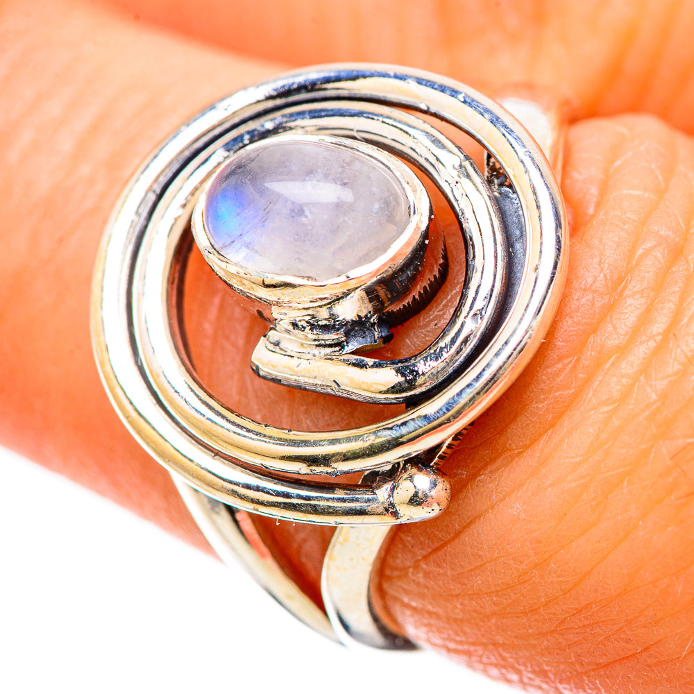 Rainbow Moonstone Rings handcrafted by Anasilvercos - RING133815