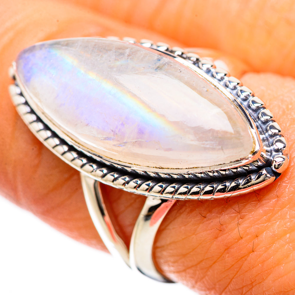 Rainbow Moonstone Rings handcrafted by Anasilvercos - RING133816