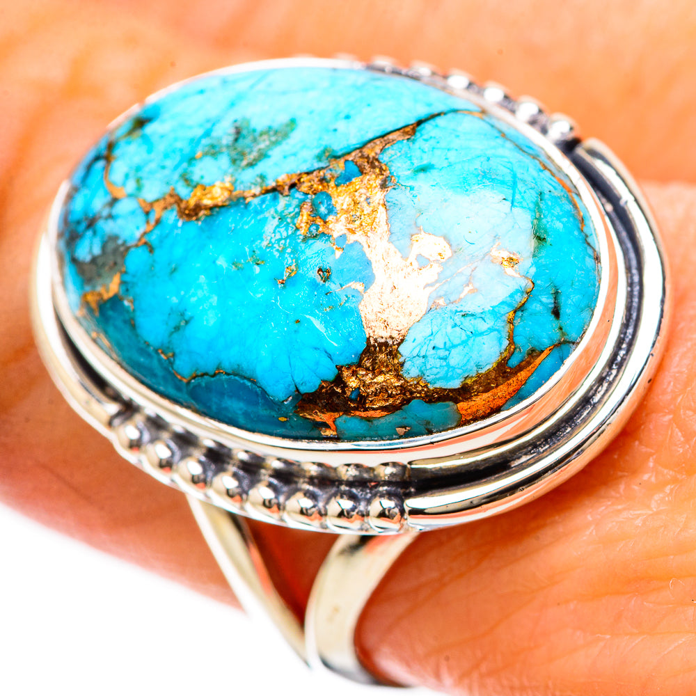 Blue Copper Composite Turquoise Rings handcrafted by Anasilvercos - RING133827