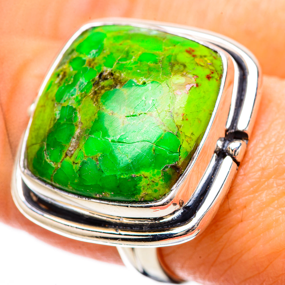 Green Copper Composite Turquoise Rings handcrafted by Anasilvercos - RING133831