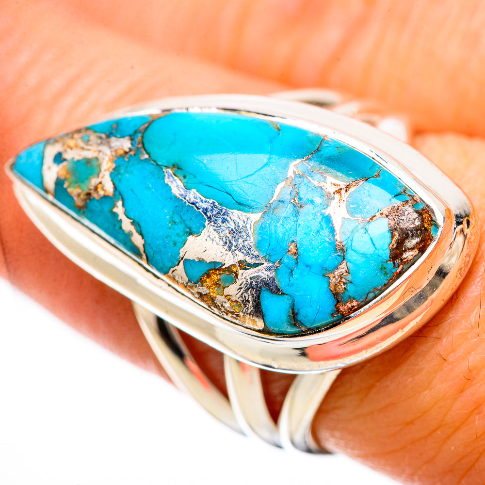 Blue Copper Composite Turquoise Rings handcrafted by Anasilvercos - RING133858