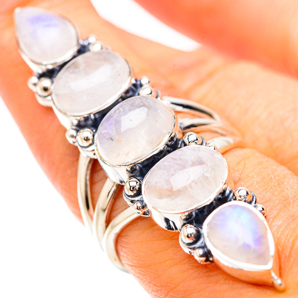 Rainbow Moonstone Rings handcrafted by Anasilvercos - RING133879