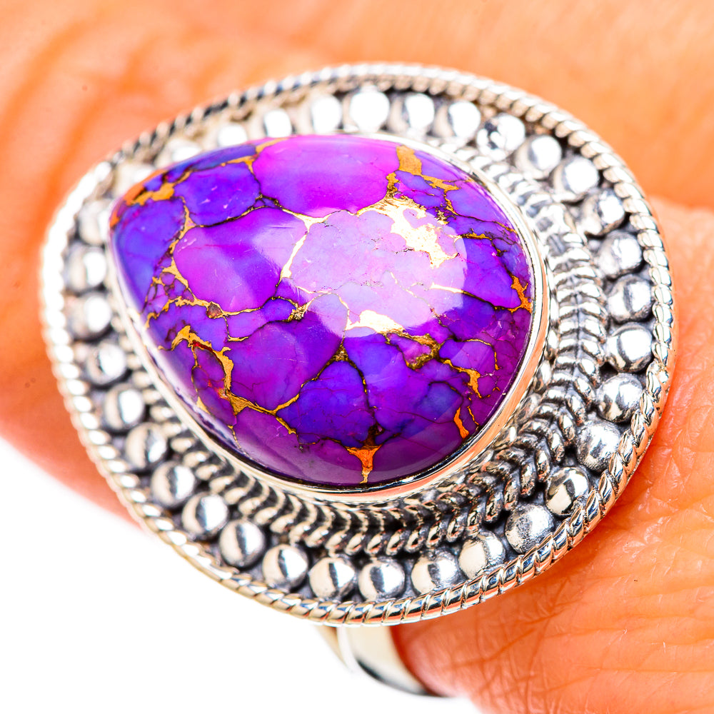 Purple Copper Composite Turquoise Rings handcrafted by Anasilvercos - RING133901