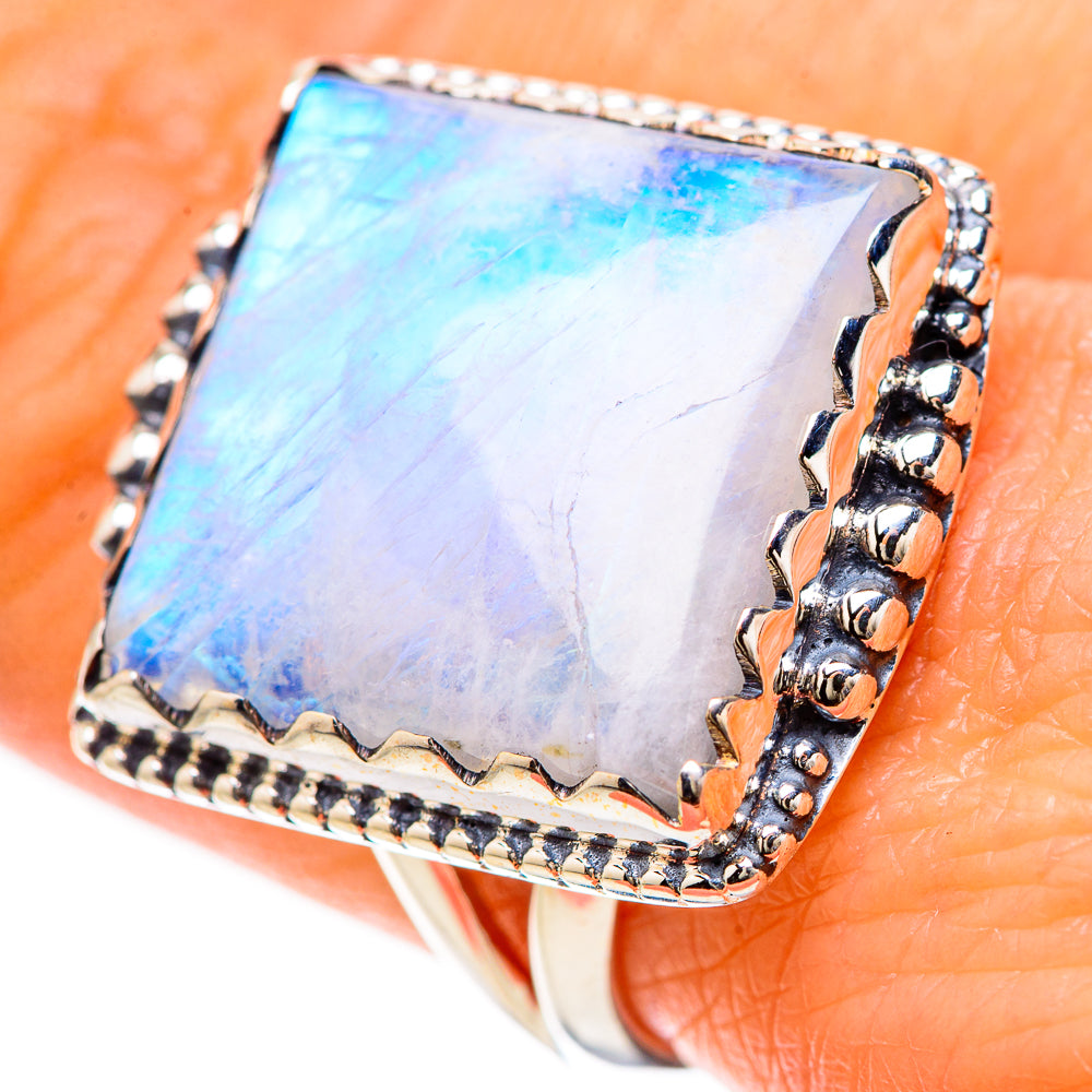 Rainbow Moonstone Rings handcrafted by Anasilvercos - RING133905