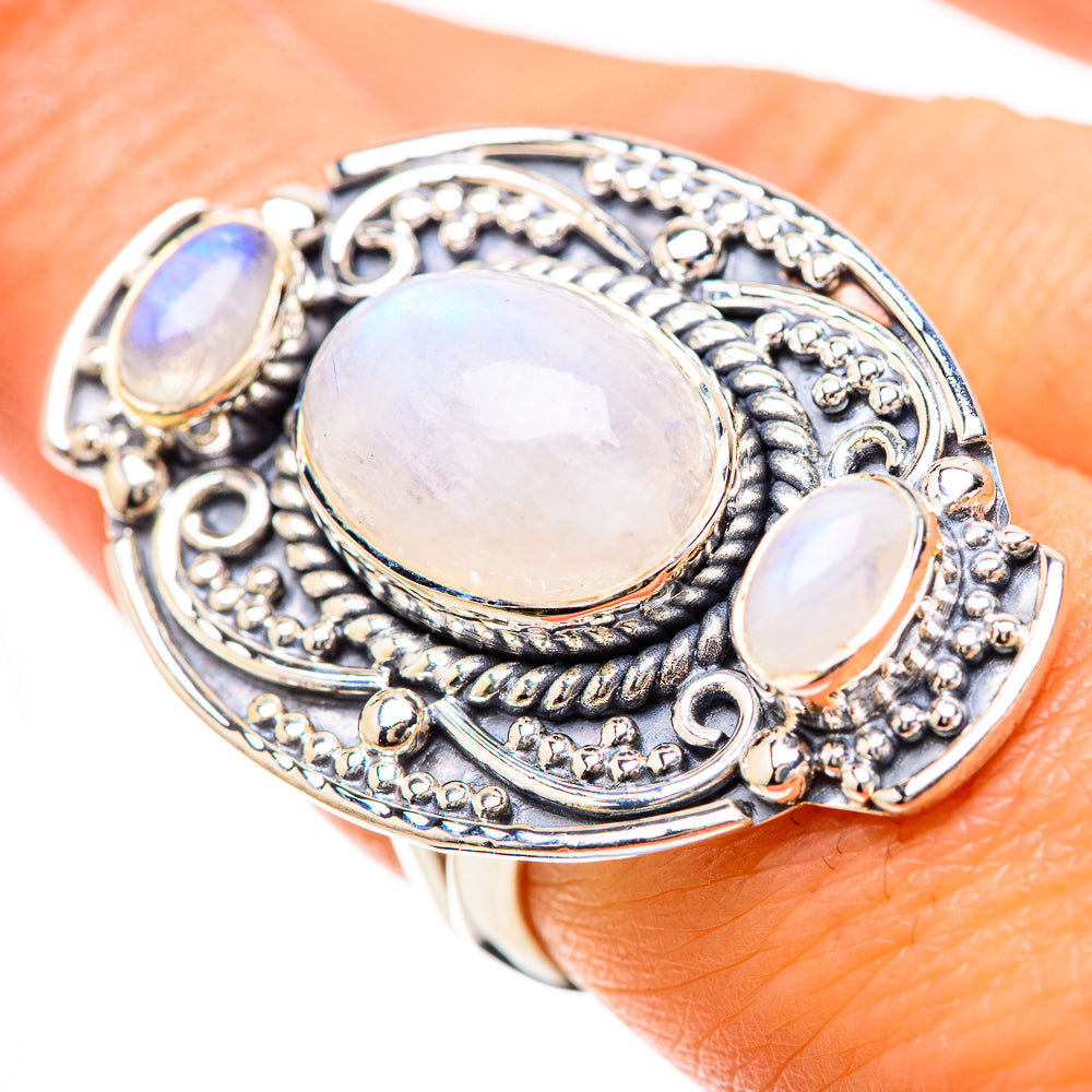 Rainbow Moonstone Rings handcrafted by Anasilvercos - RING133930