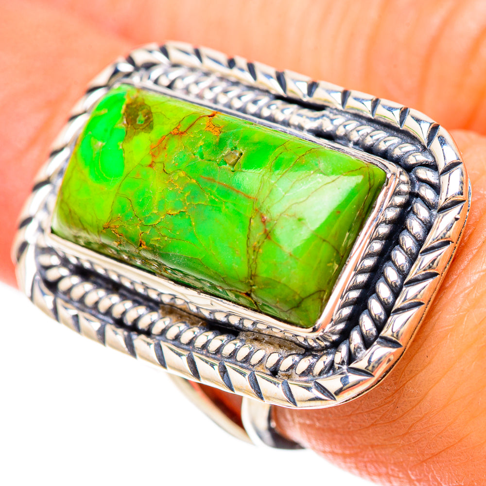 Green Copper Composite Turquoise Rings handcrafted by Anasilvercos - RING133939