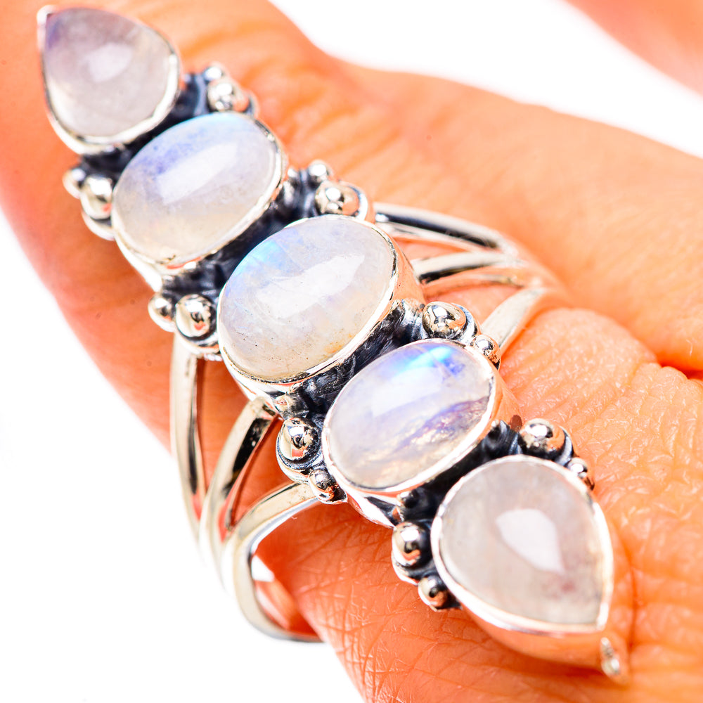 Rainbow Moonstone Rings handcrafted by Anasilvercos - RING133949