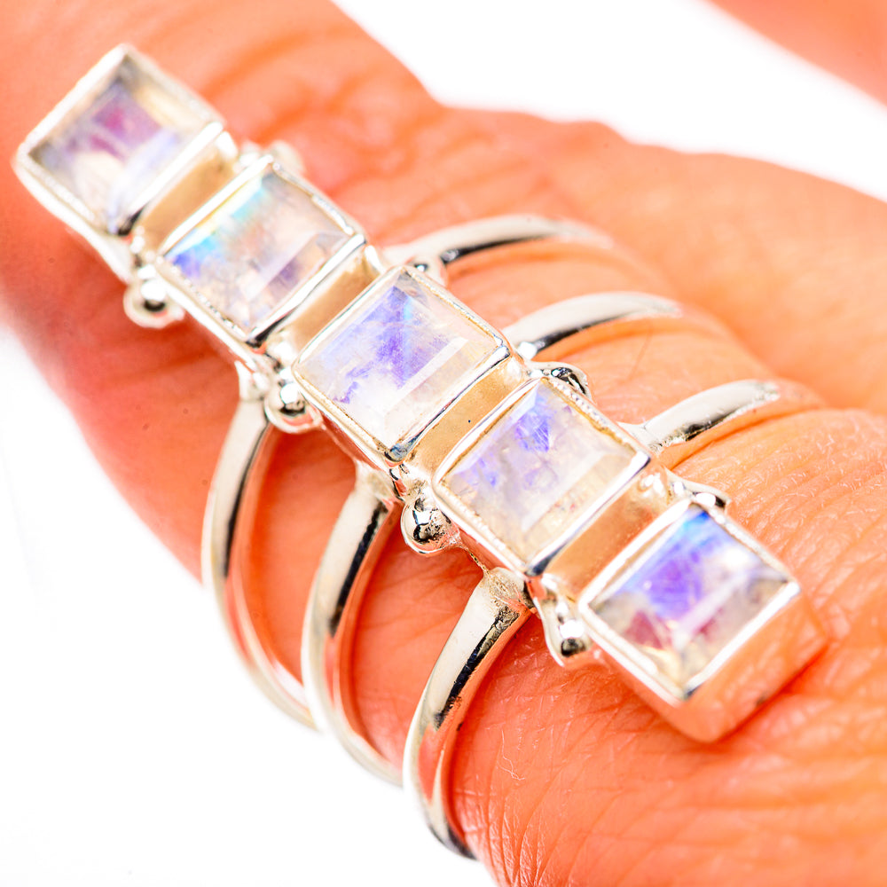Rainbow Moonstone Rings handcrafted by Anasilvercos - RING133950