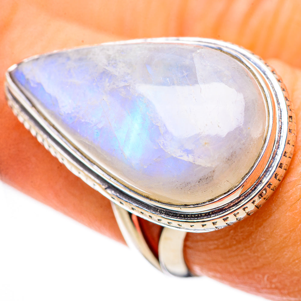 Rainbow Moonstone Rings handcrafted by Anasilvercos - RING133979