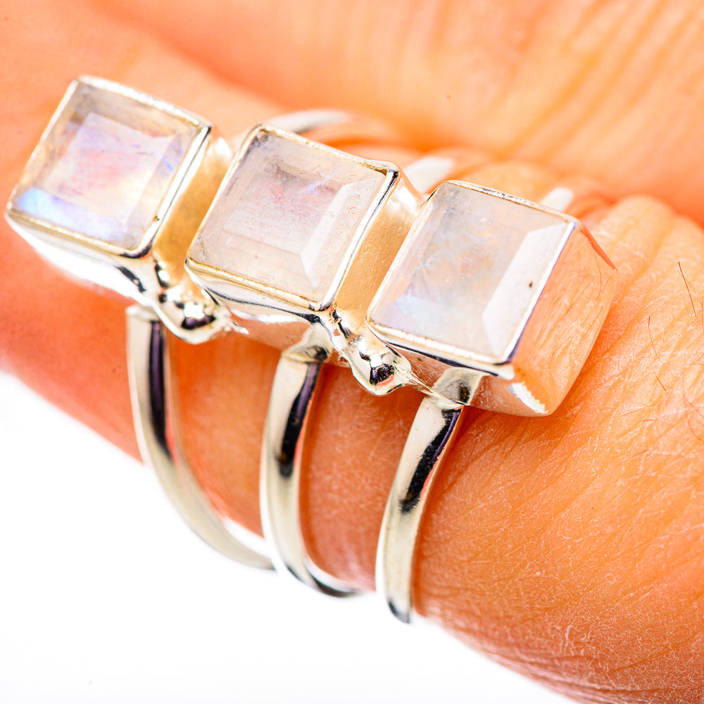 Rainbow Moonstone Rings handcrafted by Anasilvercos - RING133980