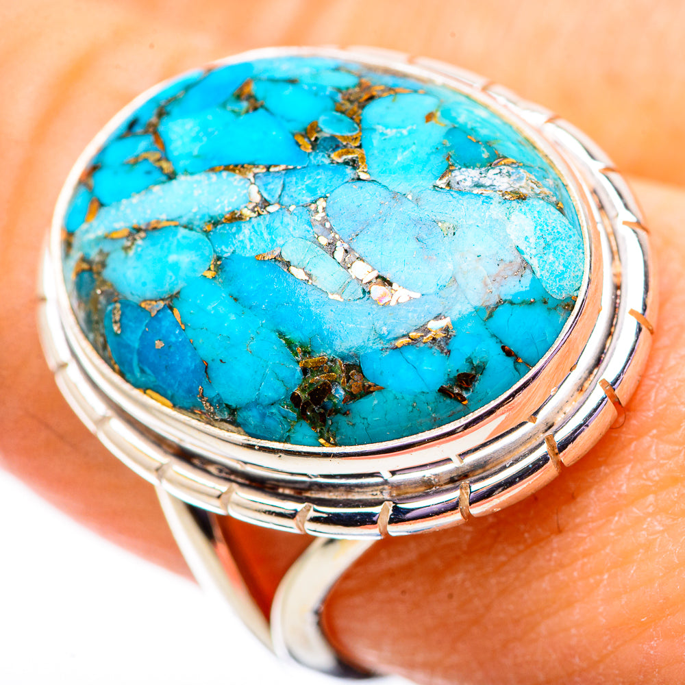 Blue Copper Composite Turquoise Rings handcrafted by Anasilvercos - RING133994