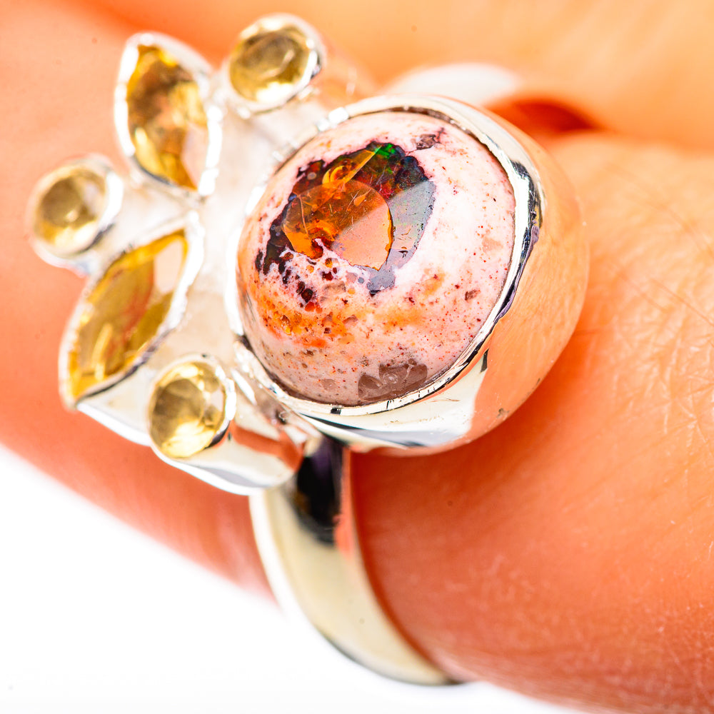 Mexican Fire Opal Rings handcrafted by Anasilvercos - RING134039