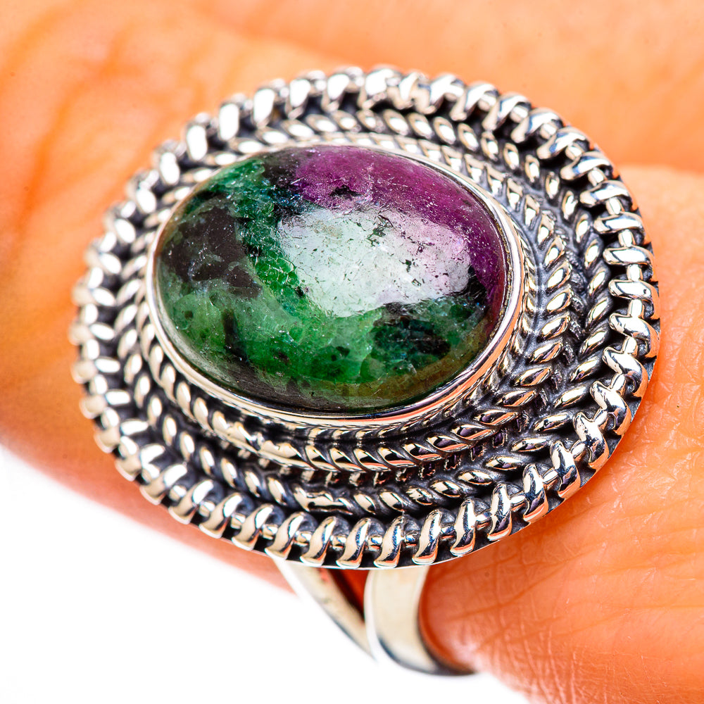 Ruby Zoisite Rings handcrafted by Anasilvercos - RING134050