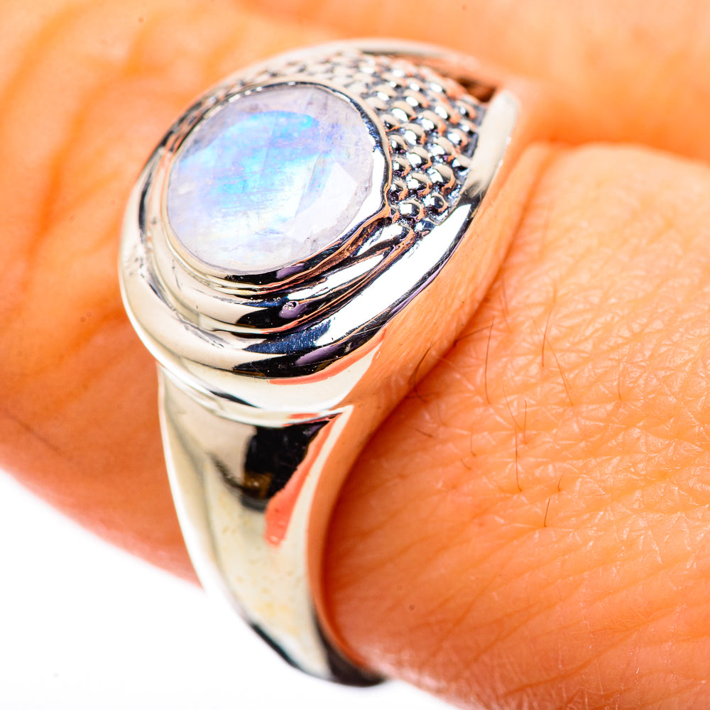 Rainbow Moonstone Rings handcrafted by Anasilvercos - RING134059