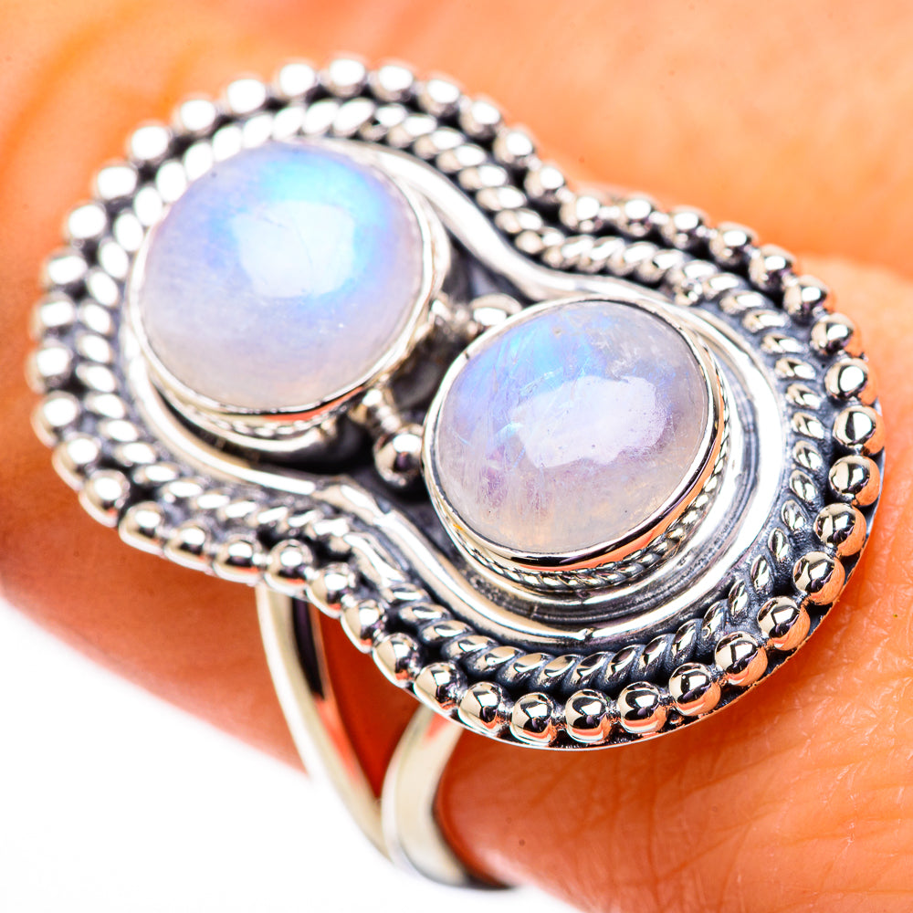 Rainbow Moonstone Rings handcrafted by Anasilvercos - RING134060