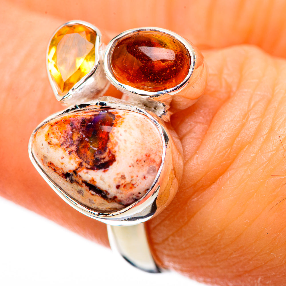 Mexican Fire Opal Rings handcrafted by Anasilvercos - RING134063