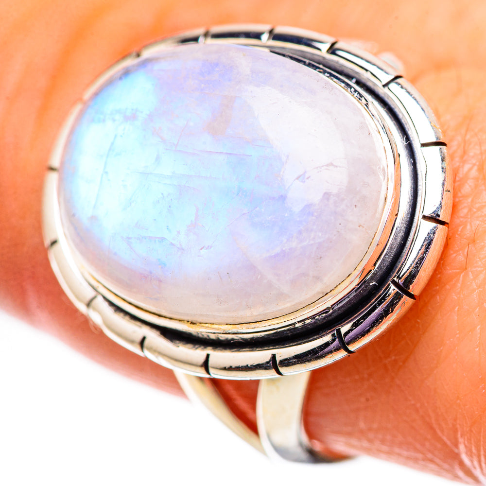 Rainbow Moonstone Rings handcrafted by Anasilvercos - RING134086