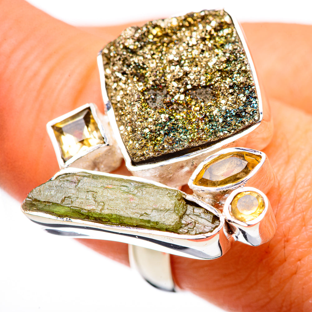 Spectro Pyrite Druzy Rings handcrafted by Anasilvercos - RING134088