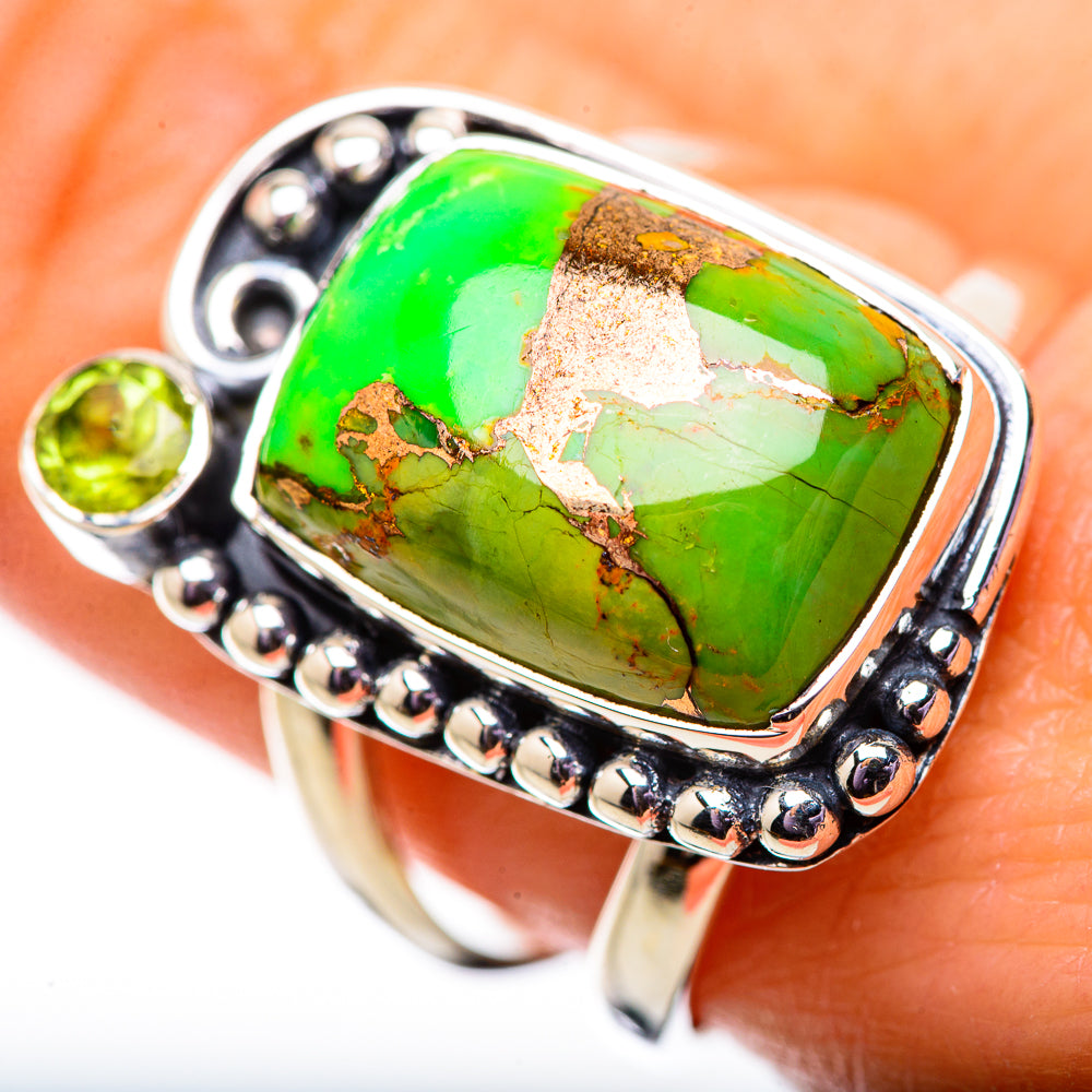 Green Copper Composite Turquoise Rings handcrafted by Anasilvercos - RING134098