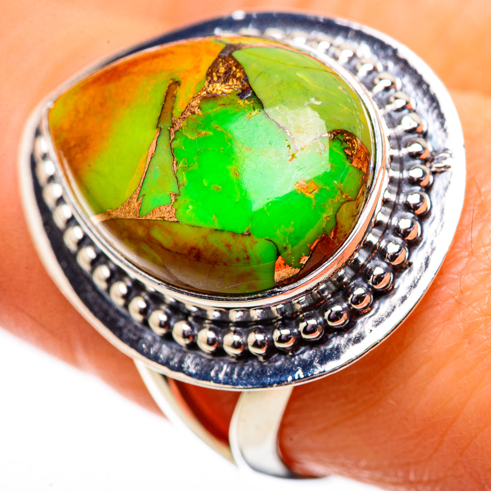 Green Copper Composite Turquoise Rings handcrafted by Anasilvercos - RING134123