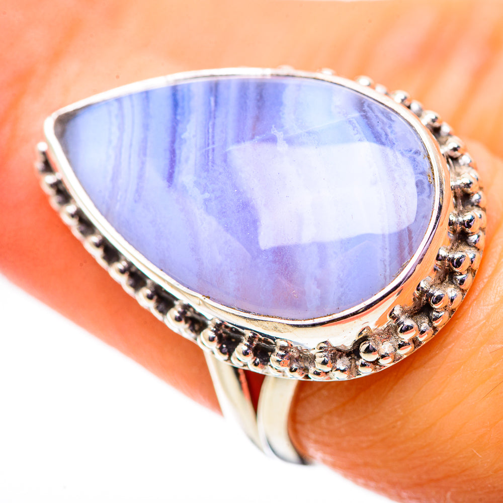 Blue Lace Agate Rings handcrafted by Anasilvercos - RING134136