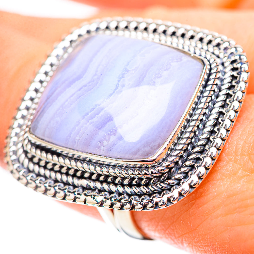 Blue Lace Agate Rings handcrafted by Anasilvercos - RING134155