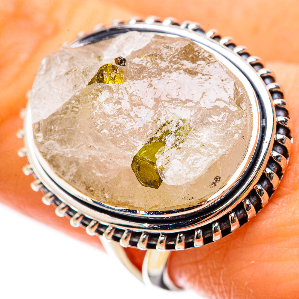 Green Tourmaline In Quartz Rings handcrafted by Anasilvercos - RING134169