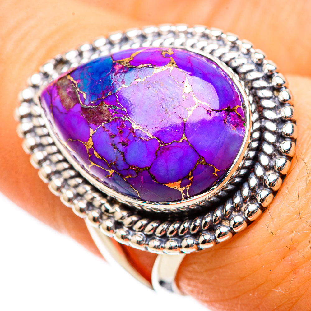 Purple Copper Composite Turquoise Rings handcrafted by Anasilvercos - RING134173