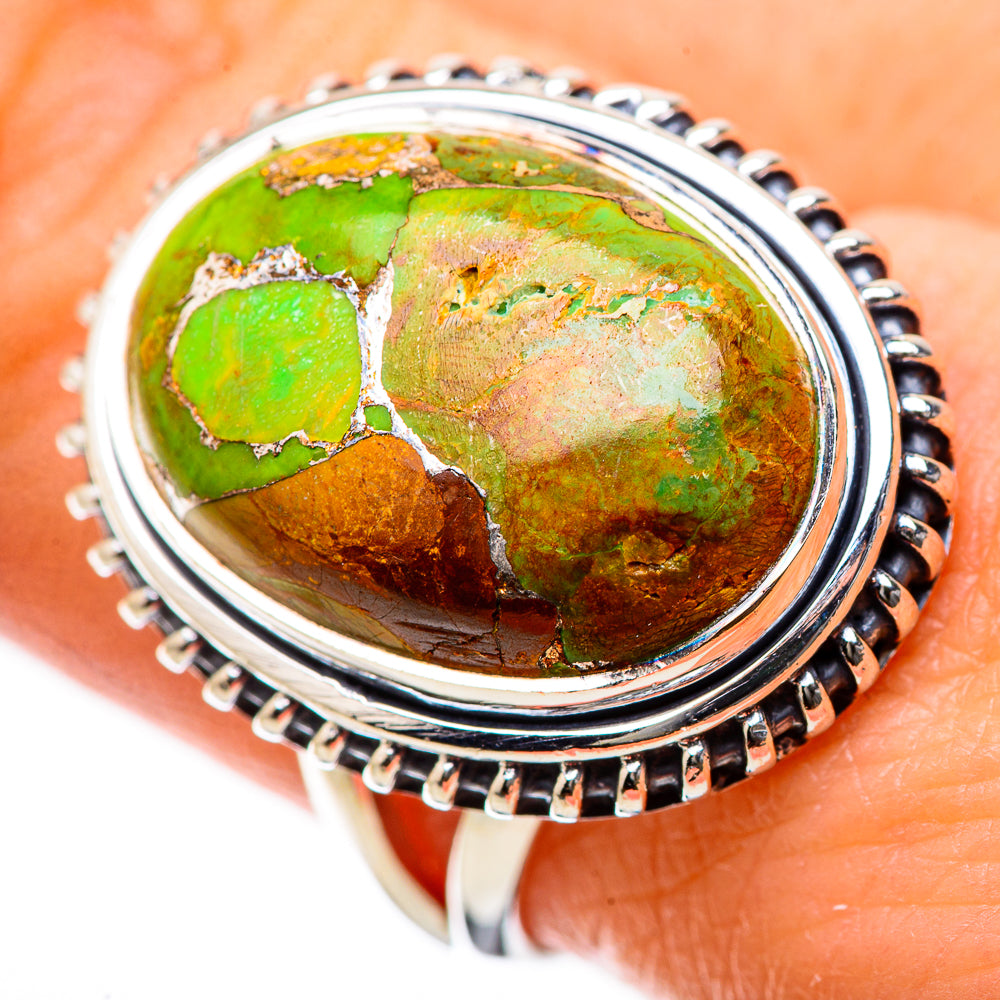 Green Copper Composite Turquoise Rings handcrafted by Anasilvercos - RING134192
