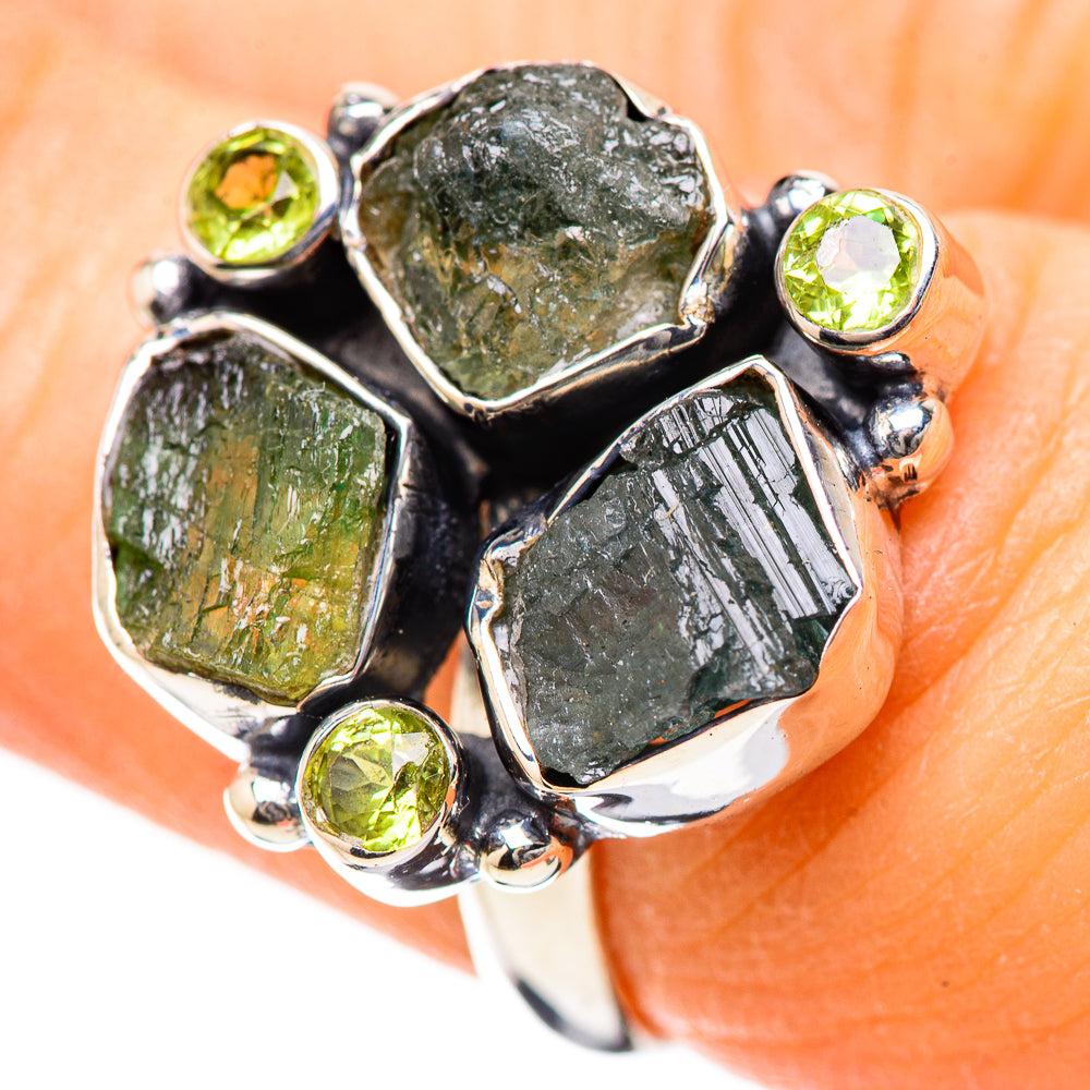 Green Tourmaline, Peridot Rings handcrafted by Anasilvercos - RING134206