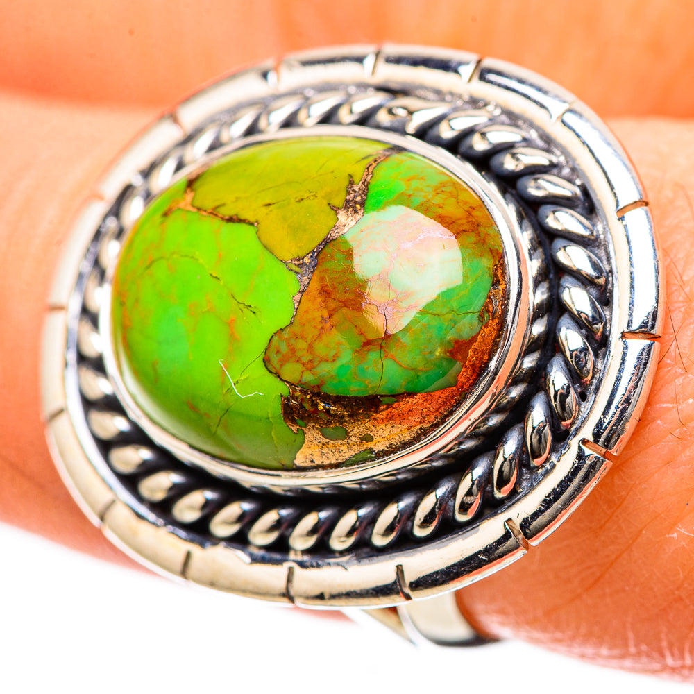 Green Copper Composite Turquoise Rings handcrafted by Anasilvercos - RING134208