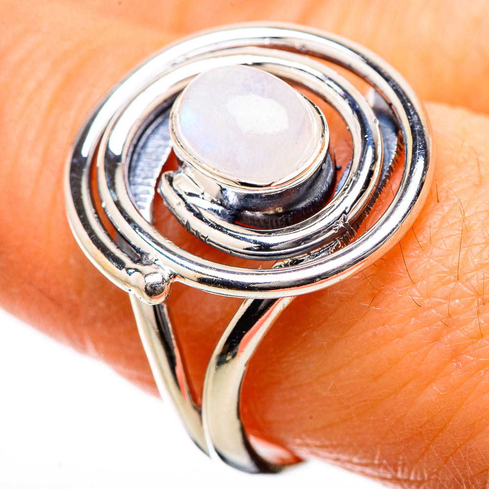 Rainbow Moonstone Rings handcrafted by Anasilvercos - RING134220