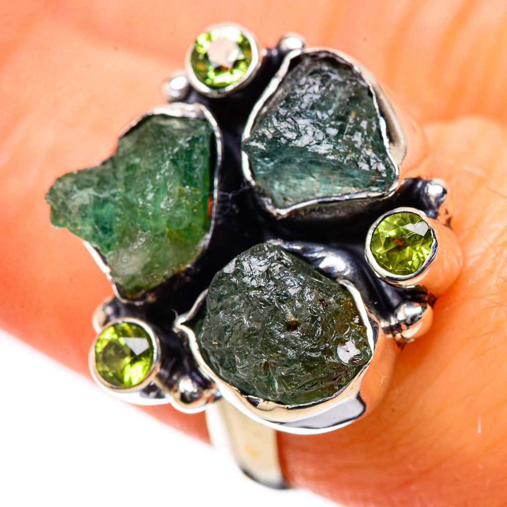 Green Tourmaline, Peridot Rings handcrafted by Anasilvercos - RING134226