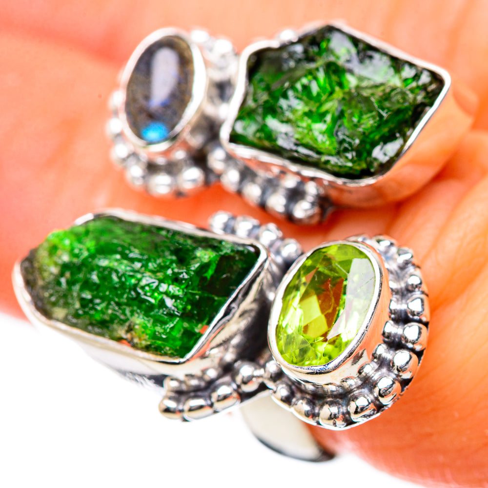 Chrome Diopside, Labradorite, Peridot Rings handcrafted by Anasilvercos - RING134232