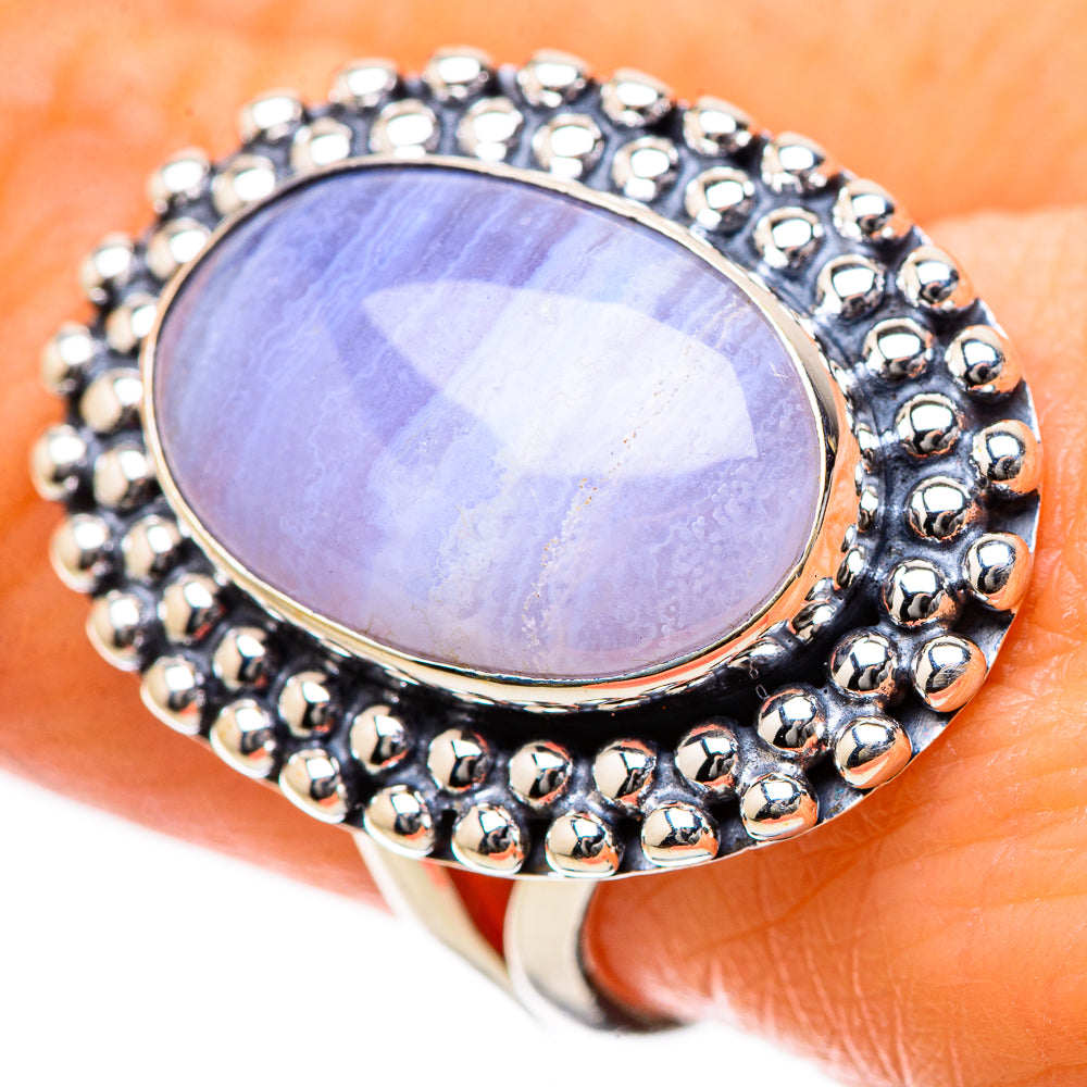 Blue Lace Agate Rings handcrafted by Anasilvercos - RING134238