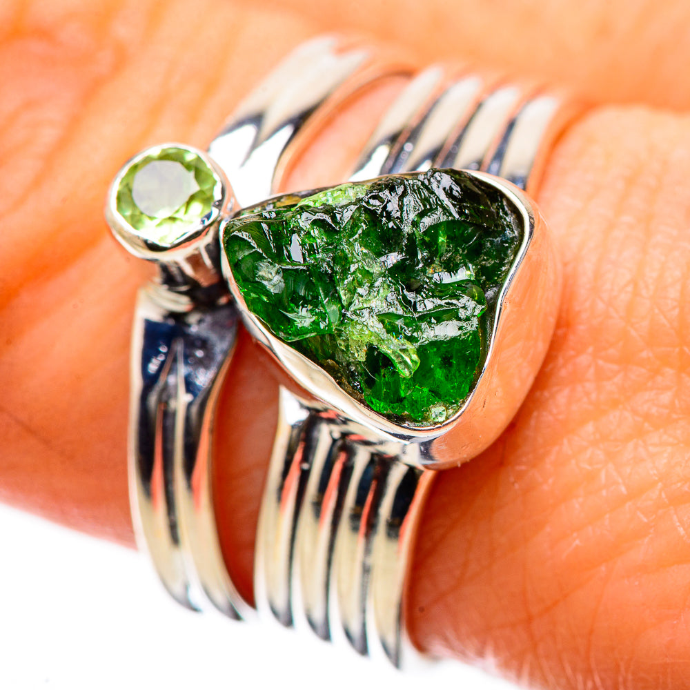 Chrome Diopside, Peridot Rings handcrafted by Anasilvercos - RING134245