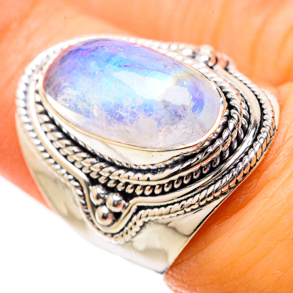 Rainbow Moonstone Rings handcrafted by Anasilvercos - RING134266