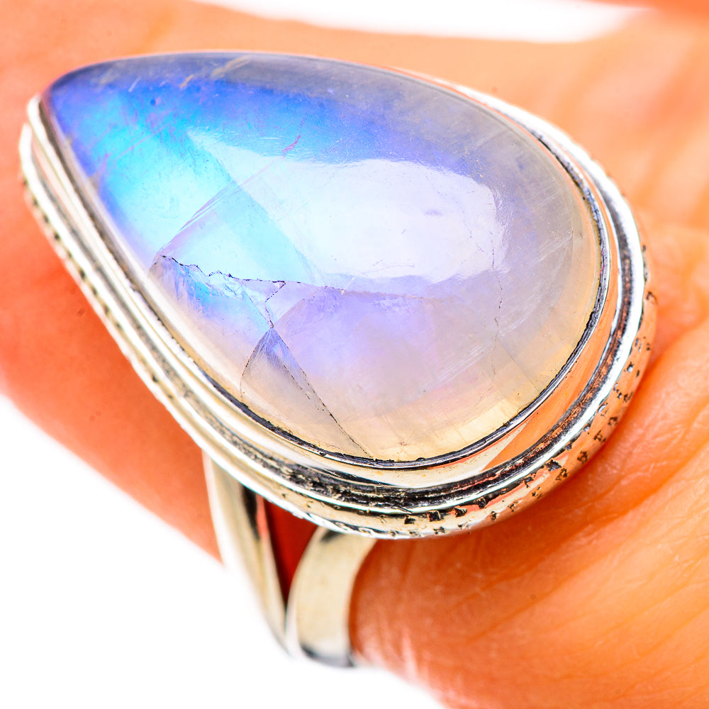 Rainbow Moonstone Rings handcrafted by Anasilvercos - RING134269