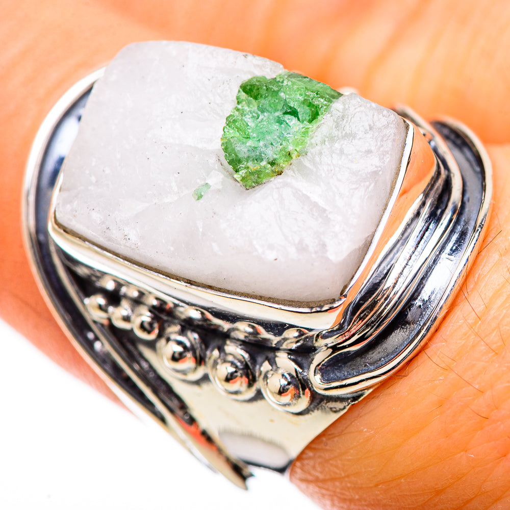 Green Tourmaline In Quartz Rings handcrafted by Anasilvercos - RING134273
