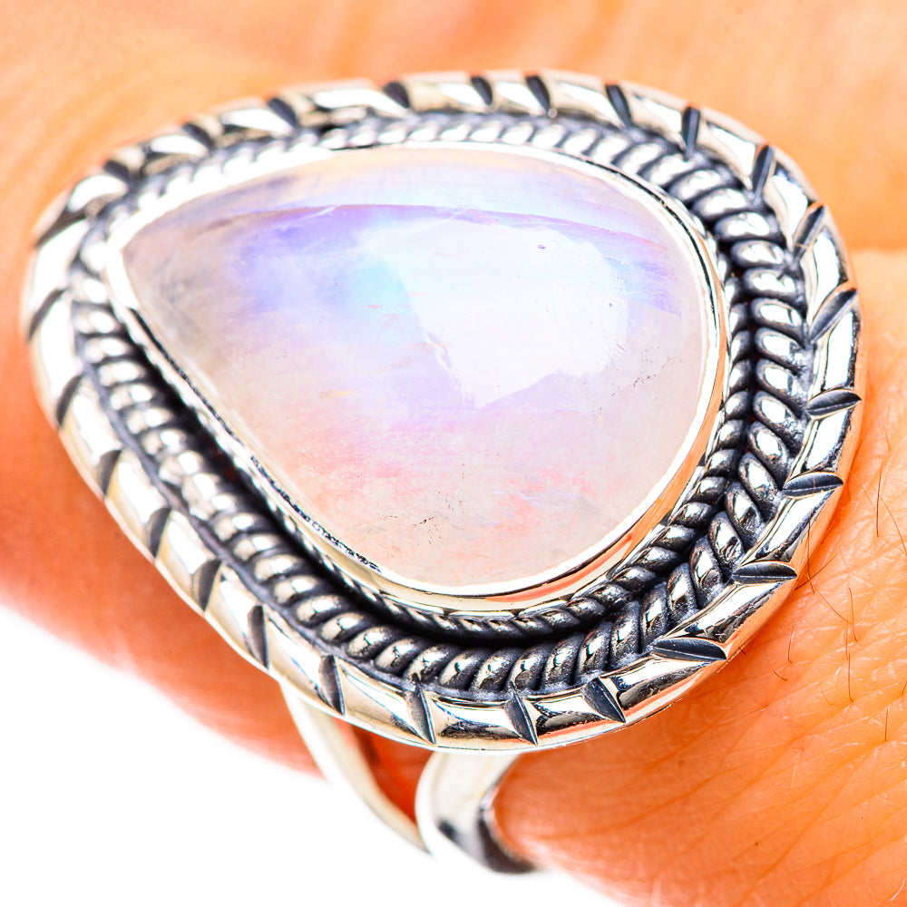 Rainbow Moonstone Rings handcrafted by Anasilvercos - RING134275
